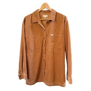 Brixton Men's Textured Bowery Button Down Casual LS Dark Orange Shirt Large